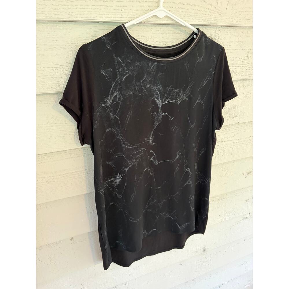 Ruff Hewn Grey Black Marble Print Short Sleeve Top Size M - Picture 3 of 8